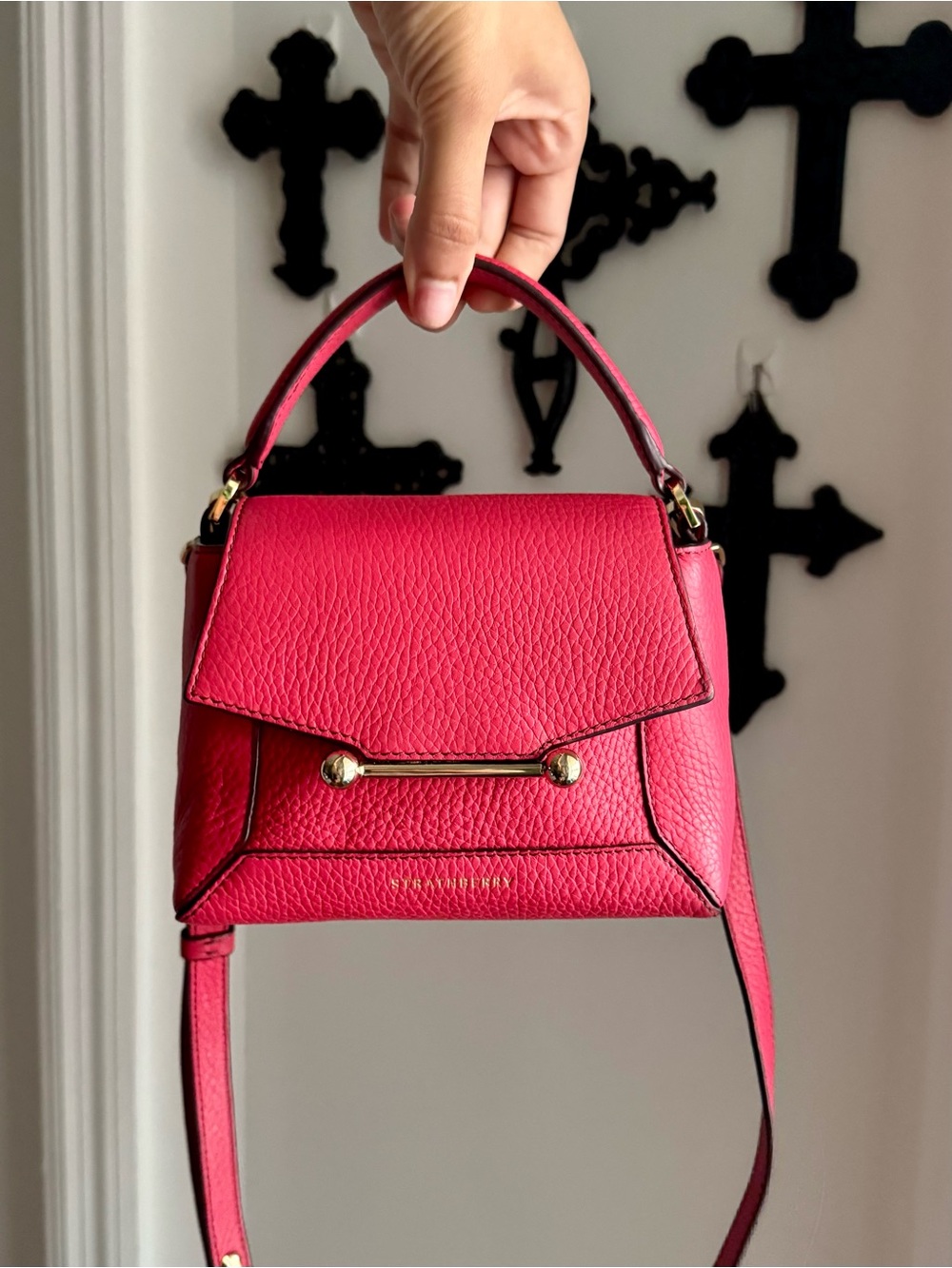 STRATHBERRY Mosaic Nano handbag red with gold hardware